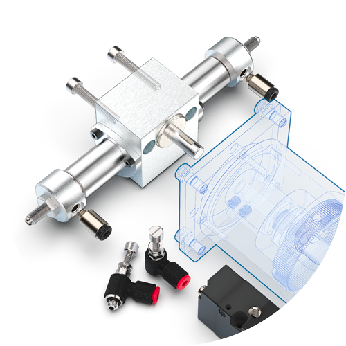 Close up of pneumatic actuator