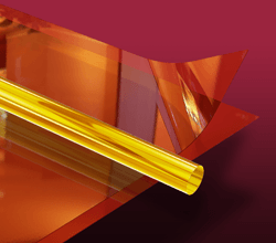 Close up of polyimide tube on top of a Kapton film sheet