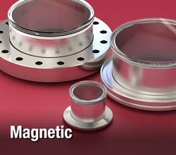 Three magnetic viewports with one on CF flange and two on ISO flanges