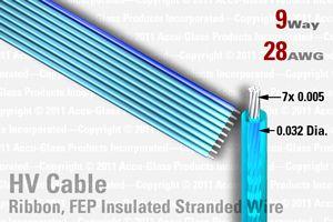 9-way, extruded FEP blue ribbon cable