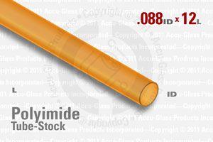 Polyimide Tube, 0.088" ID, 0.093" OD, 12" Long