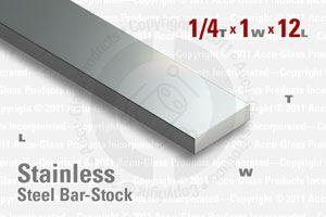 Stainless Steel Bar, 0.250"x1"x12"