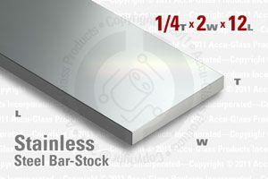 Stainless Steel Bar, 0.250"x2"x12"