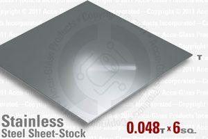 Stainless Steel Sheet, 0.048" Thick 6" x 6"