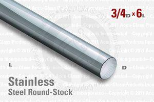 Stainless Steel Rod, 0.750" OD, 6" Long