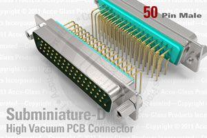 50-Pin Male High Vacuum Printed Circuit Board (PCB) Connector