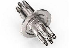 Seven, 1000-Micron, VIS/NIR Fiber Optic Feedthrough Mounted on an NW40 KF Flange with a Non-Threaded Female SMA Interface on Both Ends