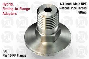 1/4" Male National Pipe Thread (NPT) Fitting to 16 ISO-KF Flange Adapter