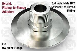3/4" Male National Pipe Thread (NPT) Fitting to 50 ISO-KF Flange Adapter