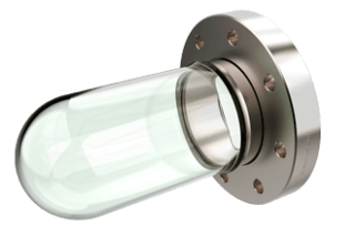 2.50 Diameter, Domed Glass Tube / 4.50 CF Flange / Magnetic 2.50 Diameter, Domed Glass Tube / 4.50 CF Flange / Magnetic
