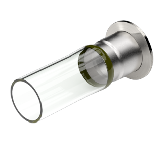 1.50 Diameter, Open-End Pyrex Tube / NW40 KF ISO Flange / Non-Magnetic