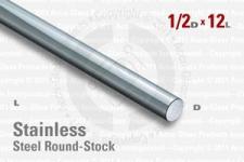 Stainless Steel Rod, 0.500" OD, 12" Long