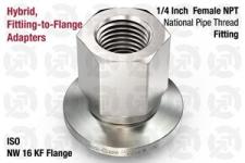 1/4" Female National Pipe Thread (NPT) Fitting to 16 ISO-KF Flange Adapter